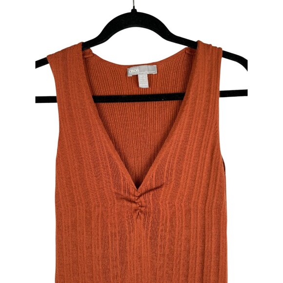 ASOS Burnt Orange Ruched V Neck Sleeveless Knit Maxi Dress - Small - Picture 5 of 5